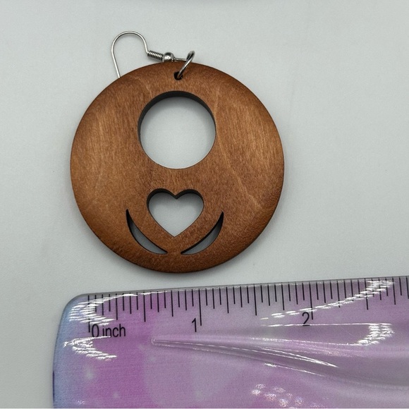 Artisan Crafted - Wooden Heart Cutout Earrings - Picture 10 of 10